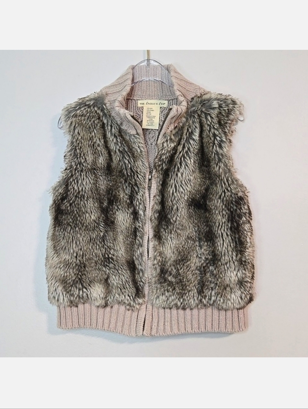 The Eagle's Eye Girls Grey/Taupe Faux Fur Vest, Size 6X ~ VGUC
